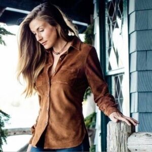 Guideboat Co. 100% suede leather button front shirt Size XS